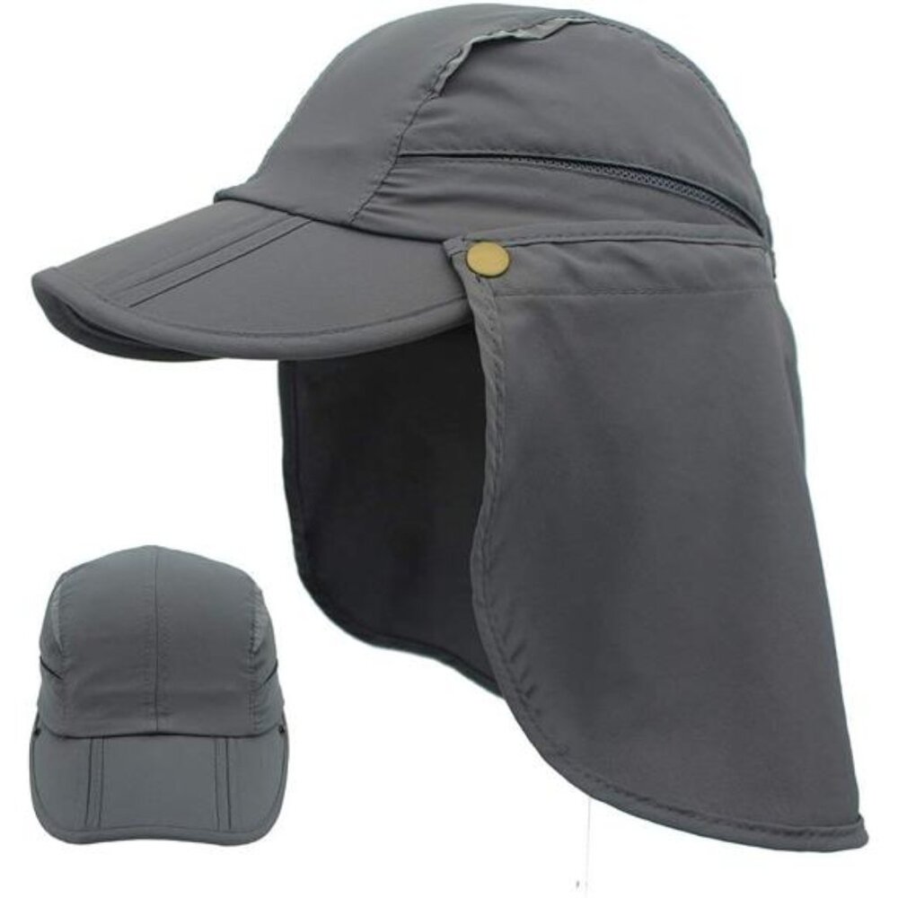 LLmoway Men Women Safari Fishing Sun Cap with Removable Neck Flap Quick Dry Hats